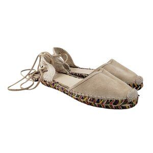 J Crew Baja Rainbow Espadrilles Suede Lace Up Flats Shoes G4208 Womens Size 8